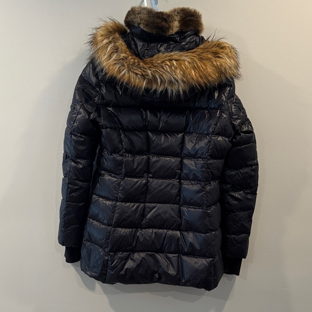 S13 Black Puffer Jacket with Faux Fur Hood - Picture 3 of 7